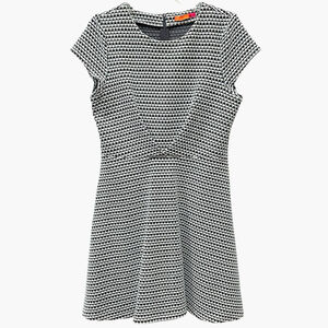 Ava Womens Large Fit & Flare Dress Short Sleeve Textured Geometric Print